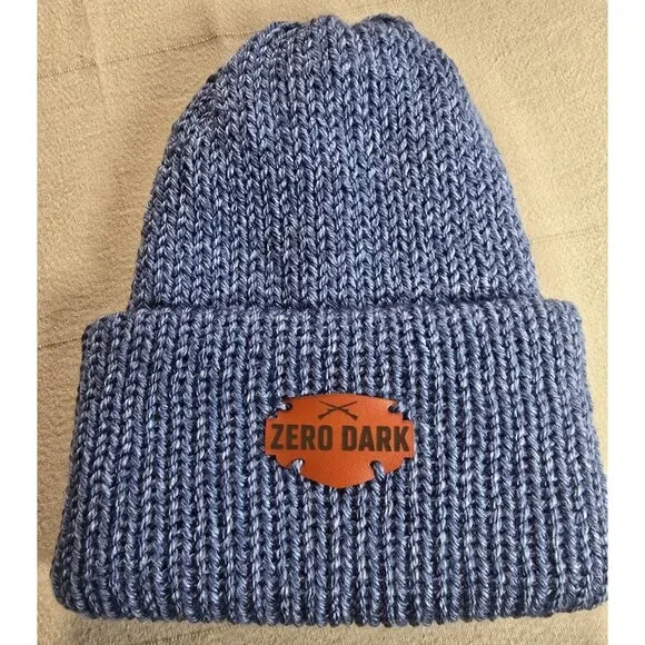 Zero Dark Handmade Beanie Hat Blue Knit Cuffed Acrylic OS Unisex - Picture 4 of 4